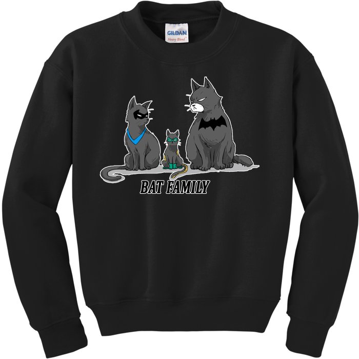 Batfamily Bat Cat Family Cartoon Spoof Kids Sweatshirt