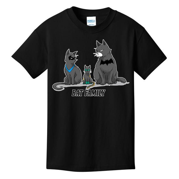 Batfamily Bat Cat Family Cartoon Spoof Kids T-Shirt