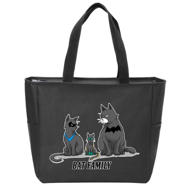 Batfamily Bat Cat Family Cartoon Spoof Zip Tote Bag