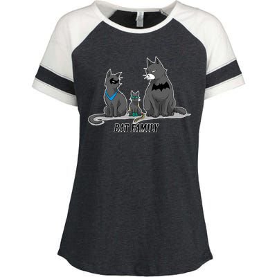 Batfamily Bat Cat Family Cartoon Spoof Enza Ladies Jersey Colorblock Tee