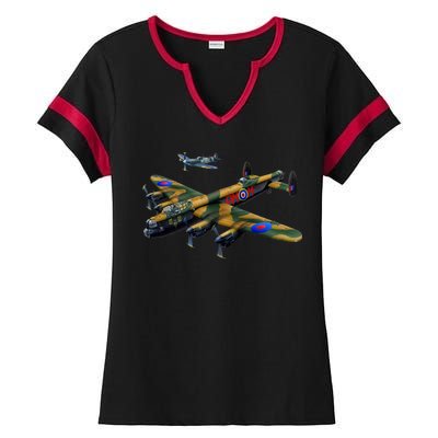 Battle of Britain Airforce War Plane Ladies Halftime Notch Neck Tee