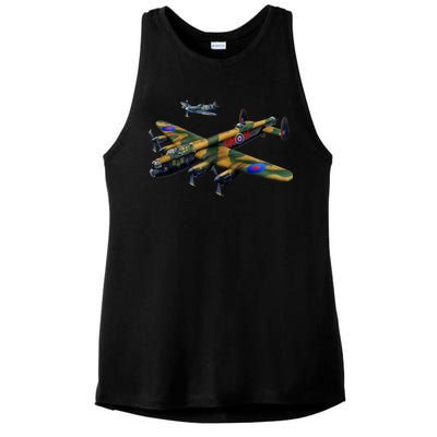 Battle of Britain Airforce War Plane Ladies PosiCharge Tri-Blend Wicking Tank