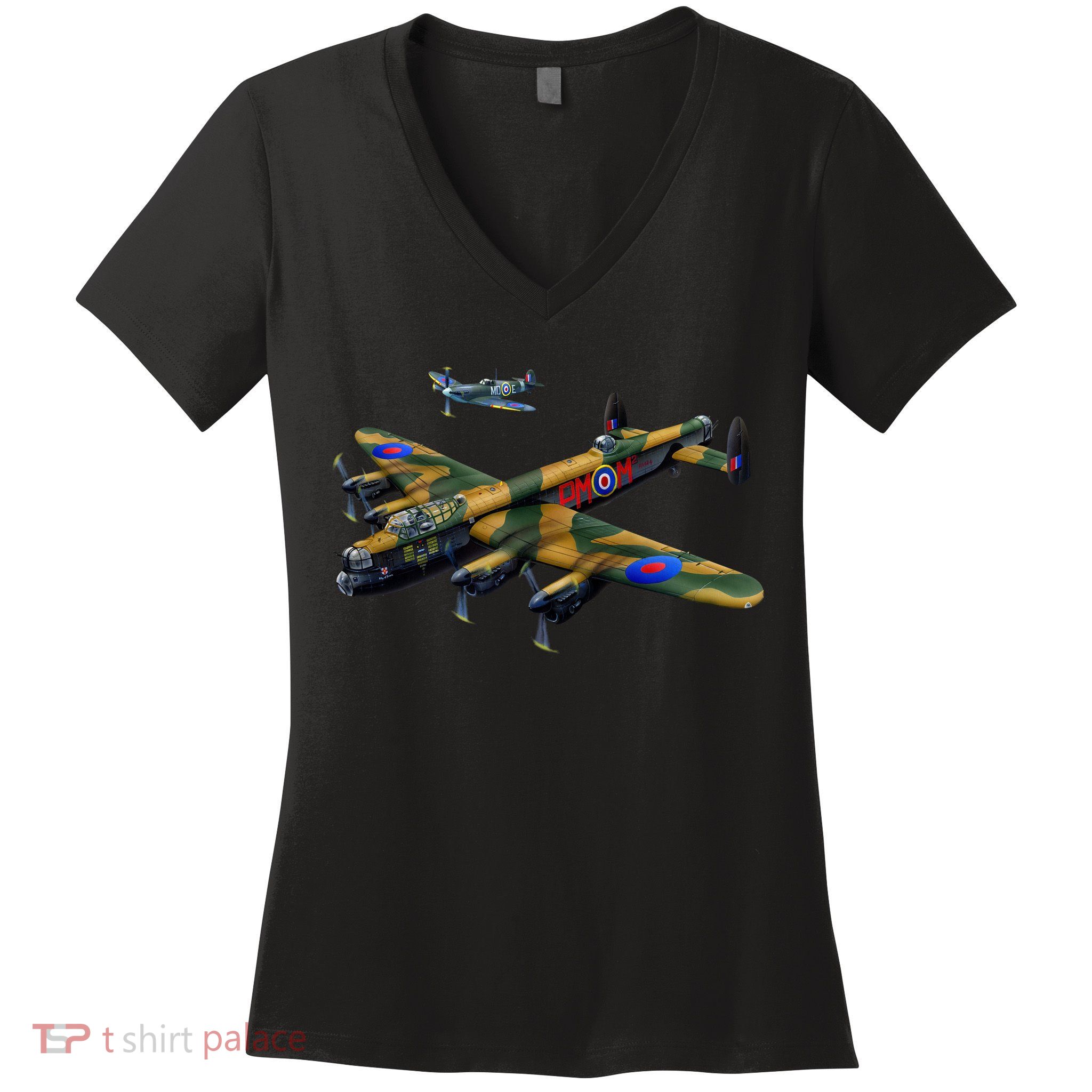 Battle of Britain Airforce War Plane Women's V-Neck T-Shirt