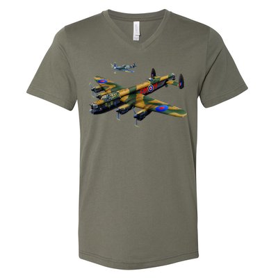 Battle of Britain Airforce War Plane V-Neck T-Shirt