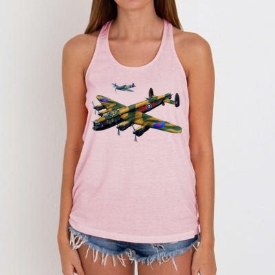 Battle of Britain Airforce War Plane Women's Knotted Racerback Tank