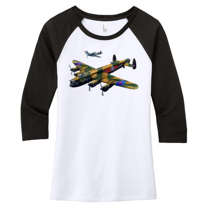 Battle of Britain Airforce War Plane Women's Tri-Blend 3/4-Sleeve Raglan Shirt