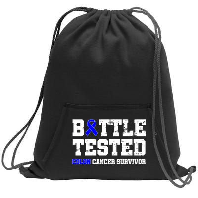 Battle Tested Colon Cancer Survivor Sweatshirt Cinch Pack Bag