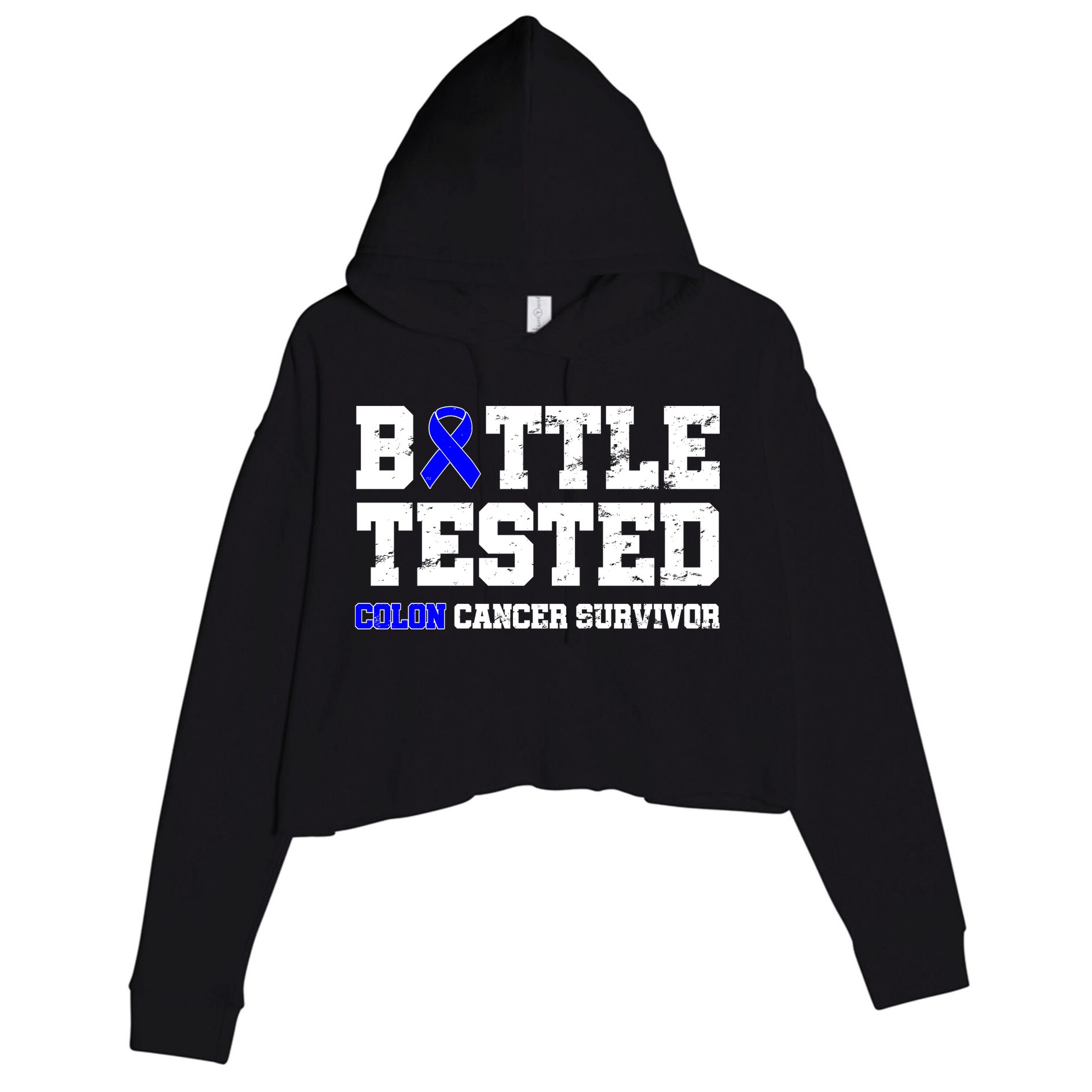 Battle Tested Colon Cancer Survivor Crop Fleece Hoodie