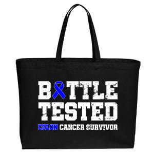 Battle Tested Colon Cancer Survivor Cotton Canvas Jumbo Tote