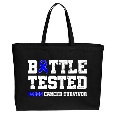 Battle Tested Colon Cancer Survivor Cotton Canvas Jumbo Tote