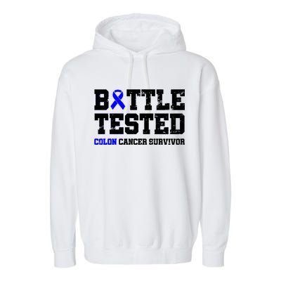 Battle Tested Colon Cancer Survivor Garment-Dyed Fleece Hoodie