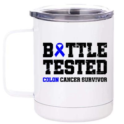 Battle Tested Colon Cancer Survivor 12 oz Stainless Steel Tumbler Cup