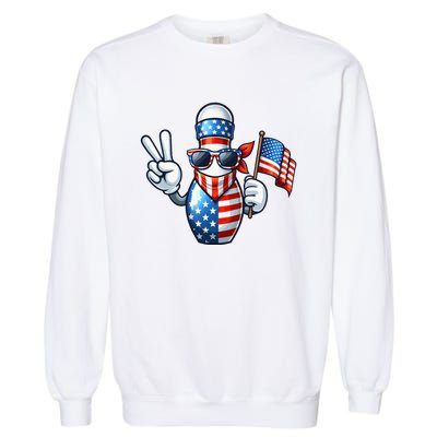 Bowling American Usa Flag Sunglasses 4th Of July Garment-Dyed Sweatshirt