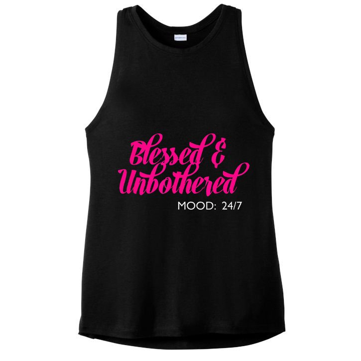 Blessed And Unbothered My Mood Christian Ladies PosiCharge Tri-Blend Wicking Tank