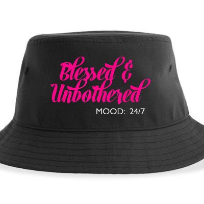 Blessed And Unbothered My Mood Christian Sustainable Bucket Hat