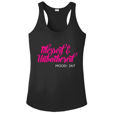 Blessed And Unbothered My Mood Christian Ladies PosiCharge Competitor Racerback Tank