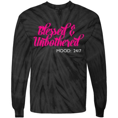 Blessed And Unbothered My Mood Christian Tie-Dye Long Sleeve Shirt