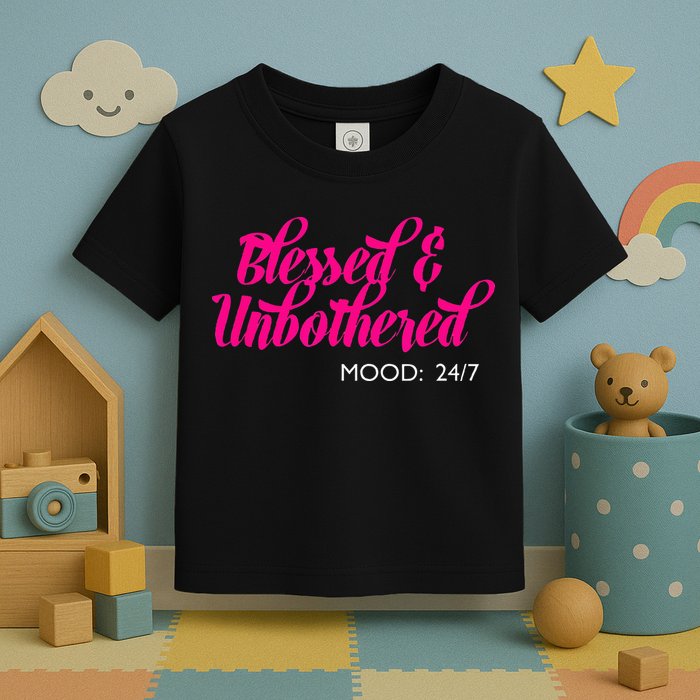 Blessed And Unbothered My Mood Christian Toddler T-Shirt