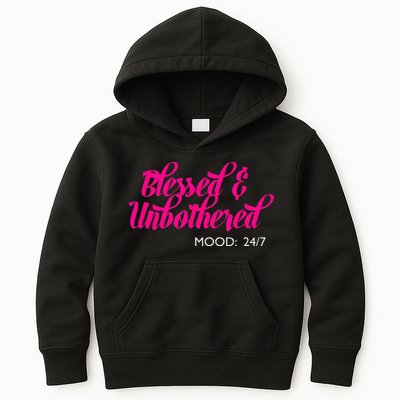 Blessed And Unbothered My Mood Christian Kids Hoodie