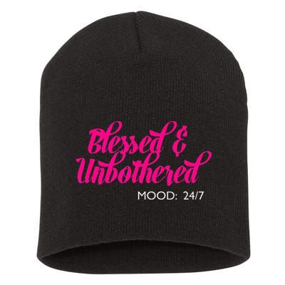 Blessed And Unbothered My Mood Christian Short Acrylic Beanie