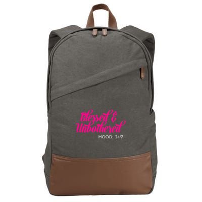 Blessed And Unbothered My Mood Christian Cotton Canvas Backpack