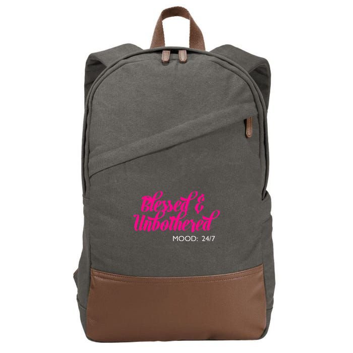 Blessed And Unbothered My Mood Christian Cotton Canvas Backpack