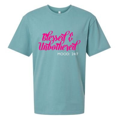 Blessed And Unbothered My Mood Christian Sueded Cloud Jersey T-Shirt