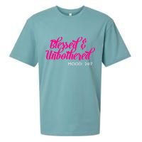 Blessed And Unbothered My Mood Christian Sueded Cloud Jersey T-Shirt