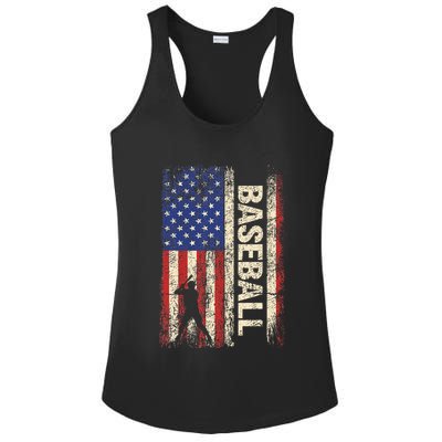 Baseball American US Flag Vintage 4th Of July Ladies PosiCharge Competitor Racerback Tank