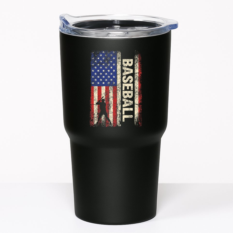 Baseball American US Flag Vintage 4th Of July Tumbler