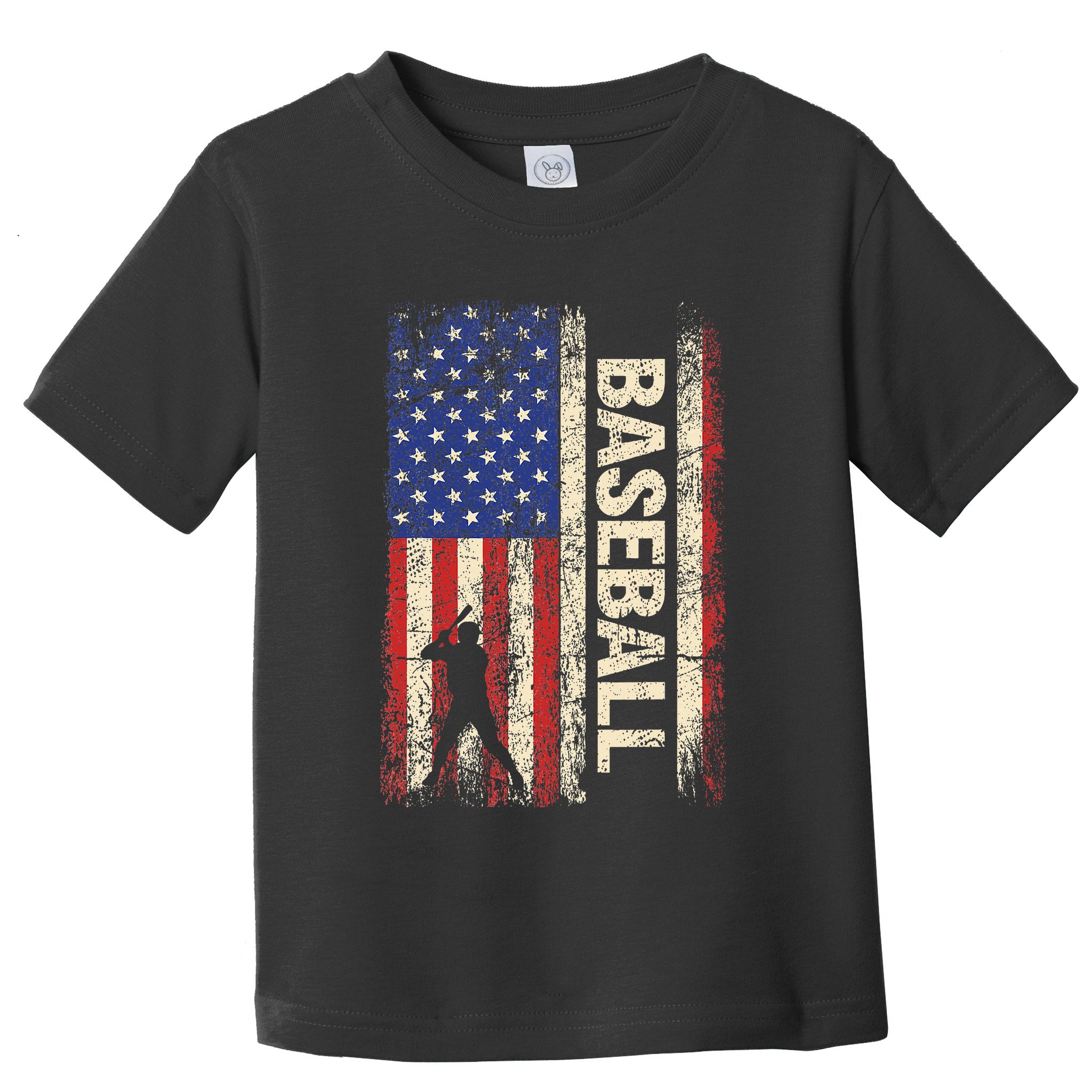 Baseball American US Flag Vintage 4th Of July Toddler T-Shirt