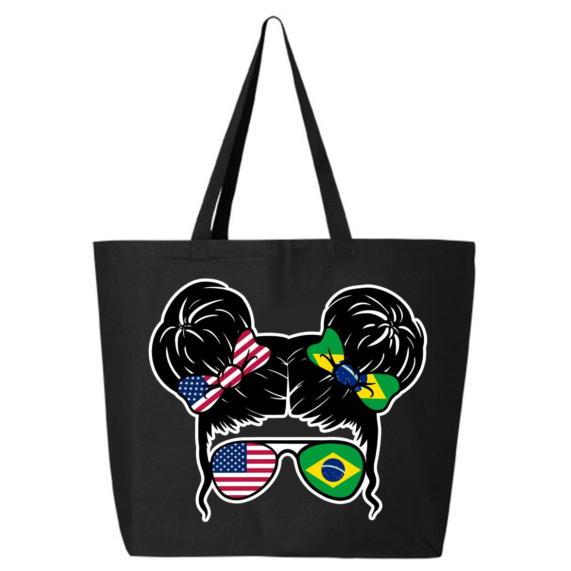 Brazil And United States Flag Messy Bun 25L Jumbo Tote