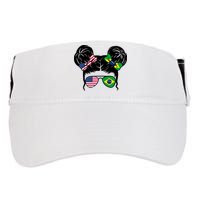 Brazil And United States Flag Messy Bun Adult Drive Performance Visor