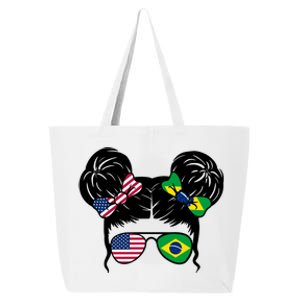 Brazil And United States Flag Messy Bun 25L Jumbo Tote