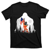 Bigfoot American USA Flag Patriotic Funny 4th Of July Gift T-Shirt