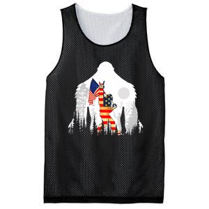 Bigfoot American USA Flag Patriotic Funny 4th Of July Gift Mesh Reversible Basketball Jersey Tank