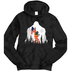 Bigfoot American USA Flag Patriotic Funny 4th Of July Gift Tie Dye Hoodie