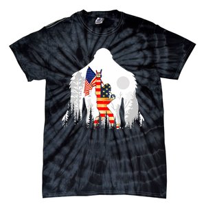 Bigfoot American USA Flag Patriotic Funny 4th Of July Gift Tie-Dye T-Shirt