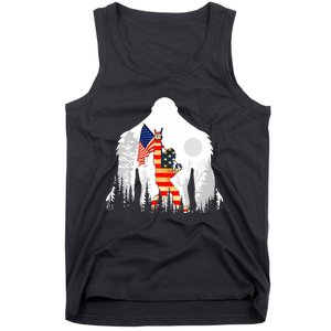 Bigfoot American USA Flag Patriotic Funny 4th Of July Gift Tank Top