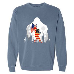 Bigfoot American USA Flag Patriotic Funny 4th Of July Gift Garment-Dyed Sweatshirt