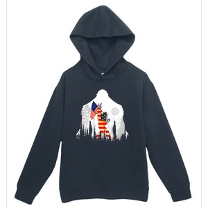 Bigfoot American USA Flag Patriotic Funny 4th Of July Gift Urban Pullover Hoodie