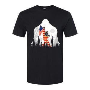 Bigfoot American USA Flag Patriotic Funny 4th Of July Gift Softstyle CVC T-Shirt