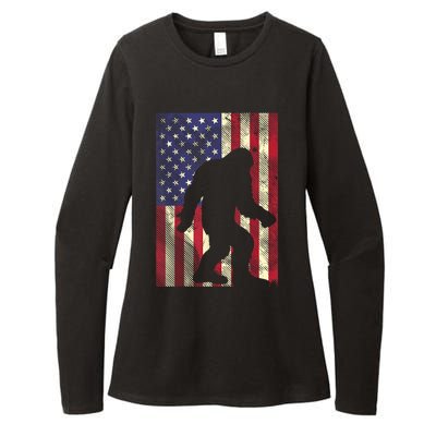 Bigfoot American US Flag Memorial Day Sasquatch Patriotic Womens CVC Long Sleeve Shirt