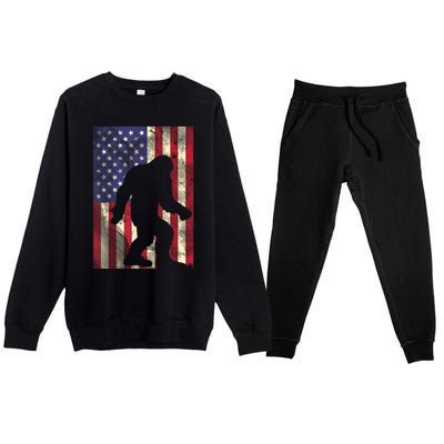 Bigfoot American US Flag Memorial Day Sasquatch Patriotic Premium Crewneck Sweatsuit Set