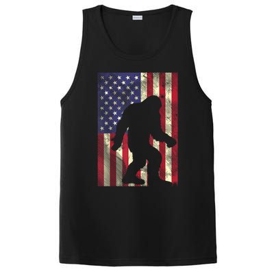 Bigfoot American US Flag Memorial Day Sasquatch Patriotic PosiCharge Competitor Tank