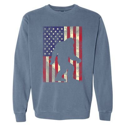 Bigfoot American US Flag Memorial Day Sasquatch Patriotic Garment-Dyed Sweatshirt