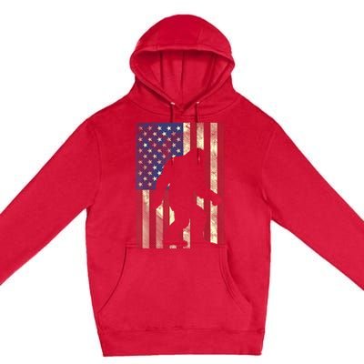 Bigfoot American US Flag Memorial Day Sasquatch Patriotic Premium Pullover Hoodie