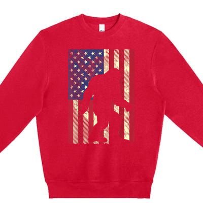 Bigfoot American US Flag Memorial Day Sasquatch Patriotic Premium Crewneck Sweatshirt