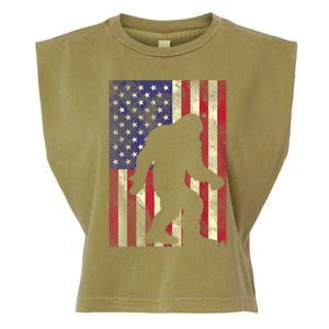 Bigfoot American US Flag Memorial Day Sasquatch Patriotic Garment-Dyed Women's Muscle Tee