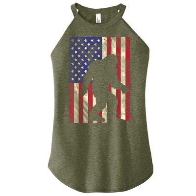 Bigfoot American US Flag Memorial Day Sasquatch Patriotic Women's Perfect Tri Rocker Tank